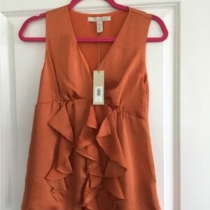 Banana Republic Heritage Dark Orange Sleeveless Ruffle Top